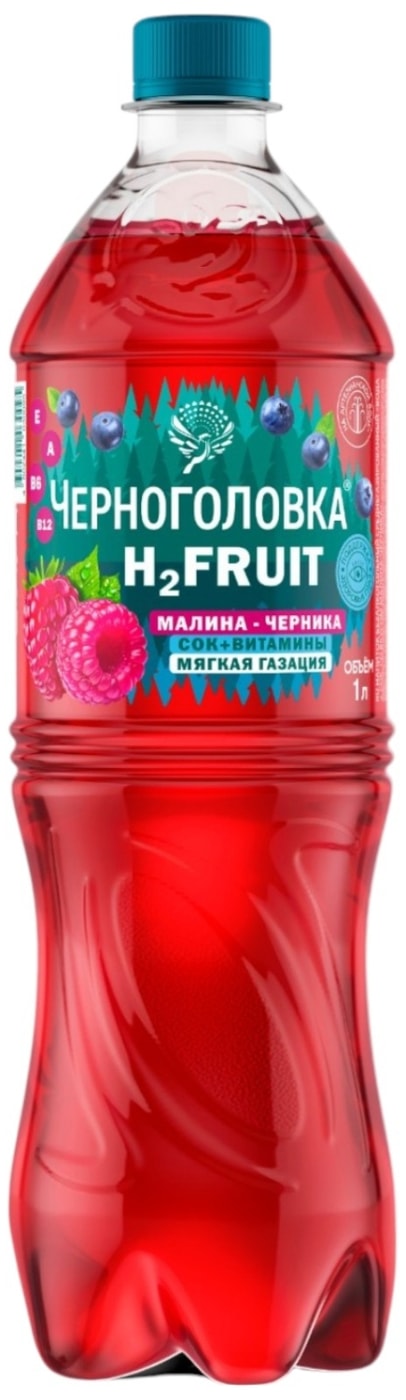 Изображение товара Напиток Черноголовка H2 Fruit Вода + сок Малина-Черника 1л