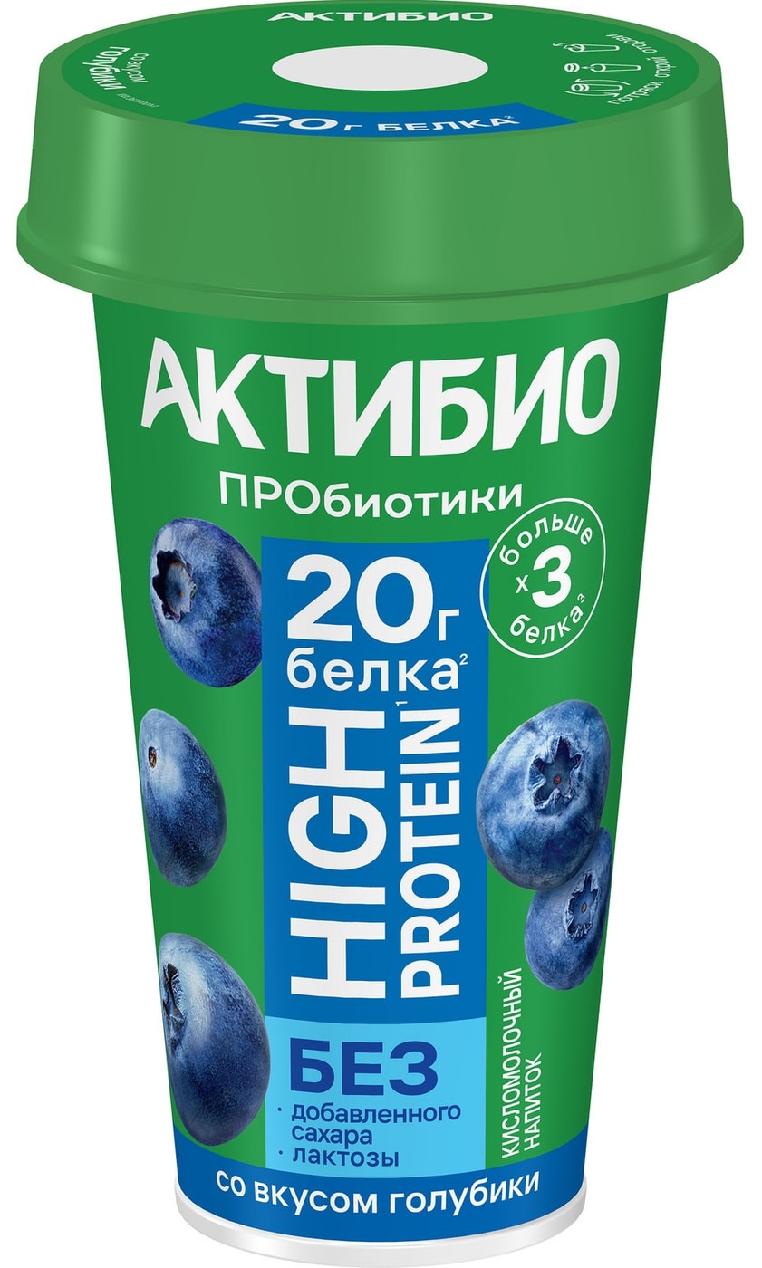 Изображение товара Напиток кисломолочный АктиБио B.lactis Голубика высокобелковый безлактозный 1.5% 190г Изображение товара Напиток кисломолочный АктиБио B.lactis Голубика высокобелковый безлактозный 1.5% 190г