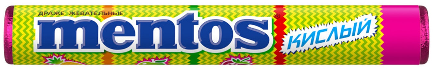 Изображение товара Драже Mentos Кислый Яблоко-Клубника-Ананас 37.5г
