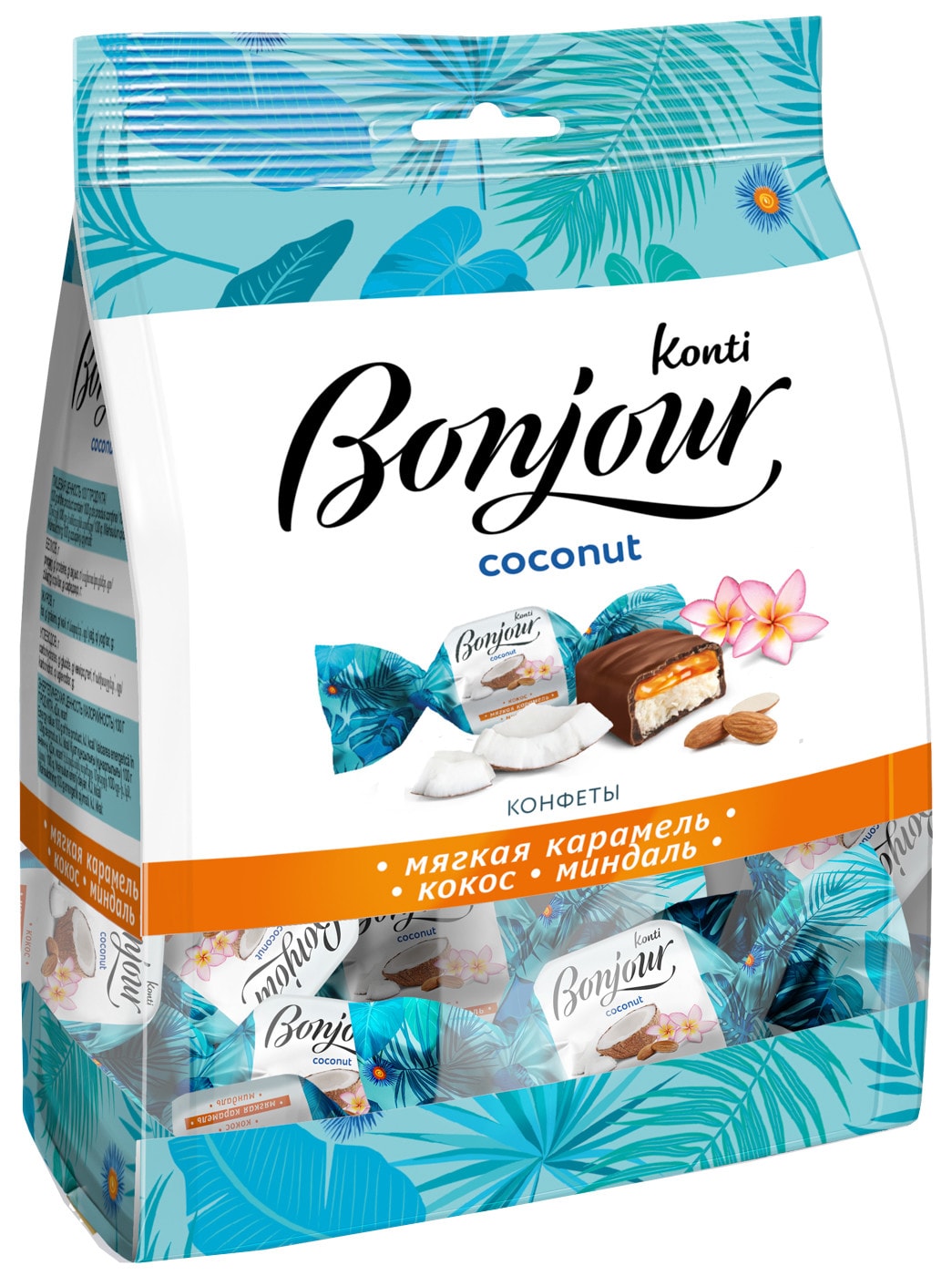 Изображение товара Конфеты Konti Bonjour Coconut Карамель-Кокос-Миндаль 200г