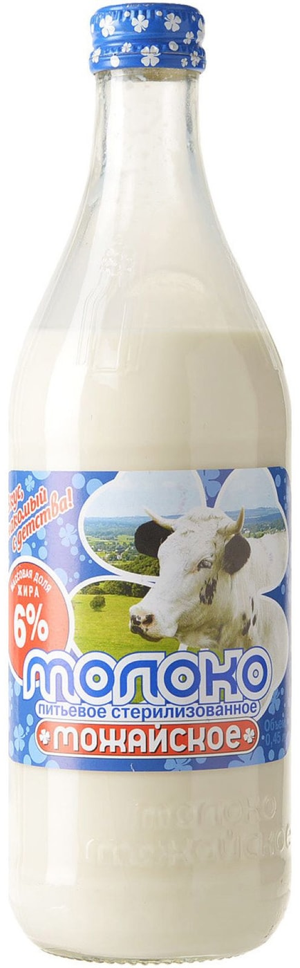 Изображение товара Молоко питьевое Можайское стерилизованное 6% 450мл