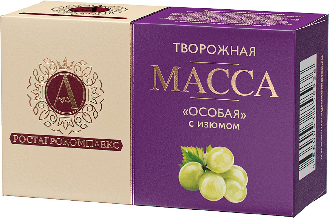 Изображение товара Масса творожная А.РостАгроКомплекс Особая с изюмом 23% 100г