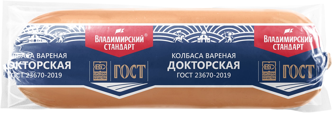 Изображение товара Колбаса Владимирский Стандарт Докторская ГОСТ вареная 0.9-1 кг