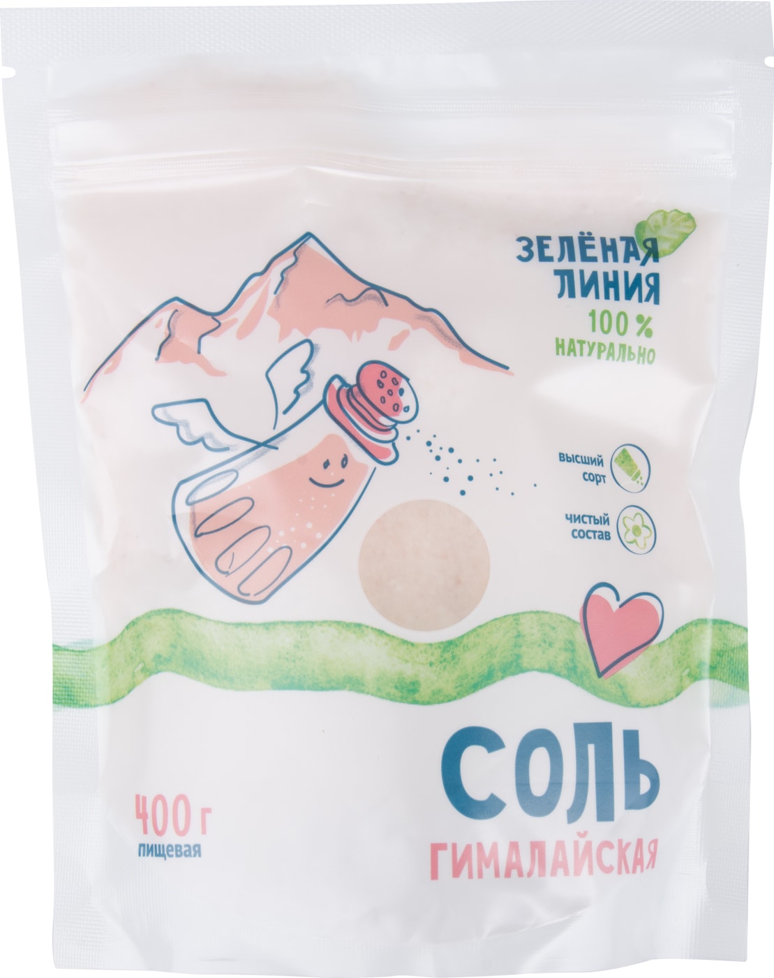 Изображение товара Соль гималайская Зеленая линия 0.4 кг розовая