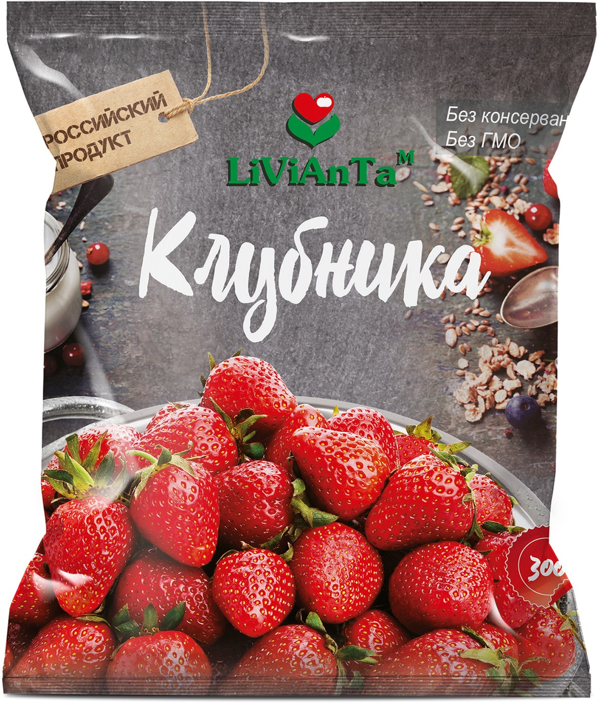 Изображение товара Клубника Livianta 300г замороженная качественная ягода для десертов и перекусов