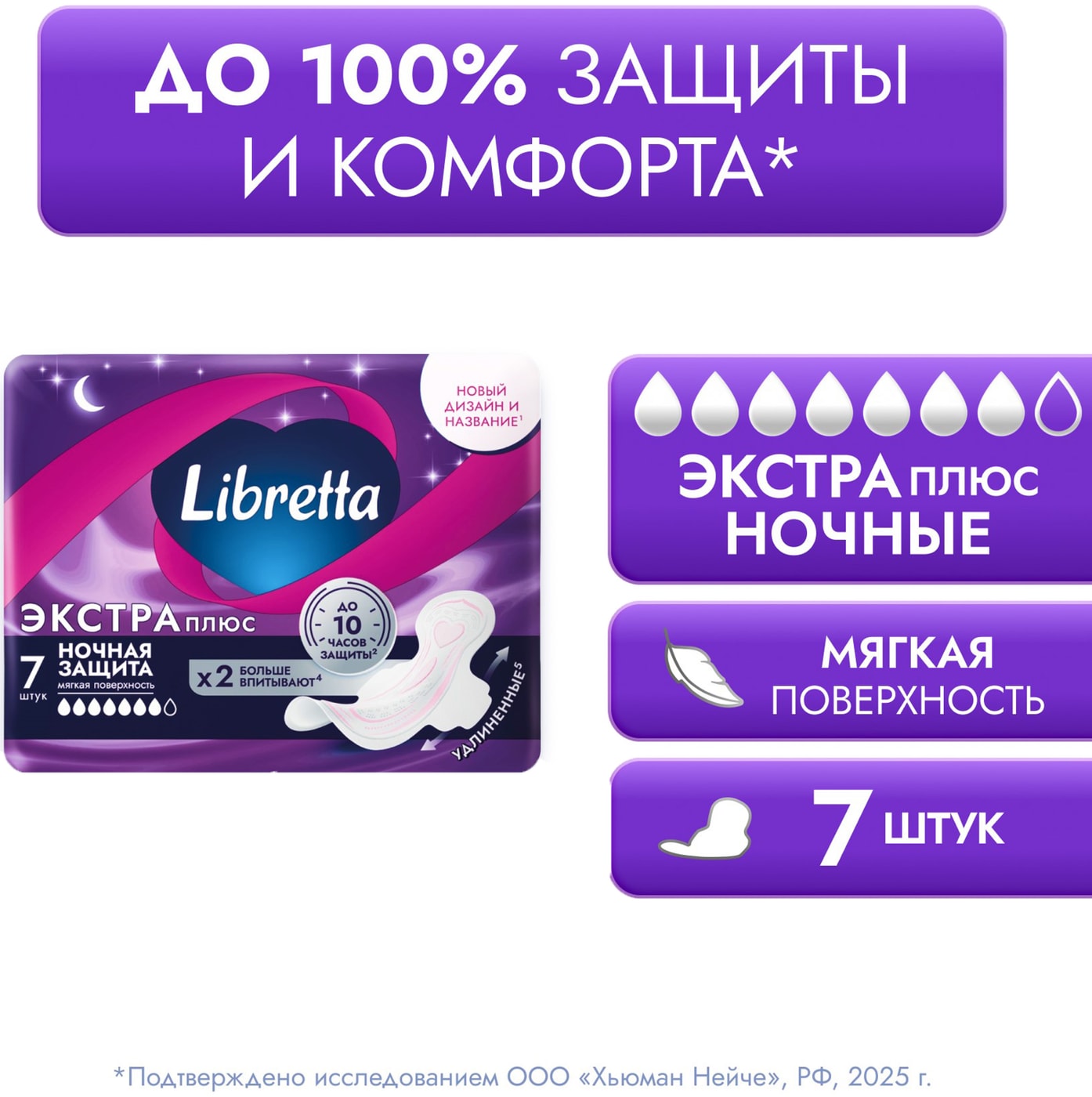 Изображение товара Прокладки Libretta Экстра Плюс Ночные Мягкая поверхность 7шт