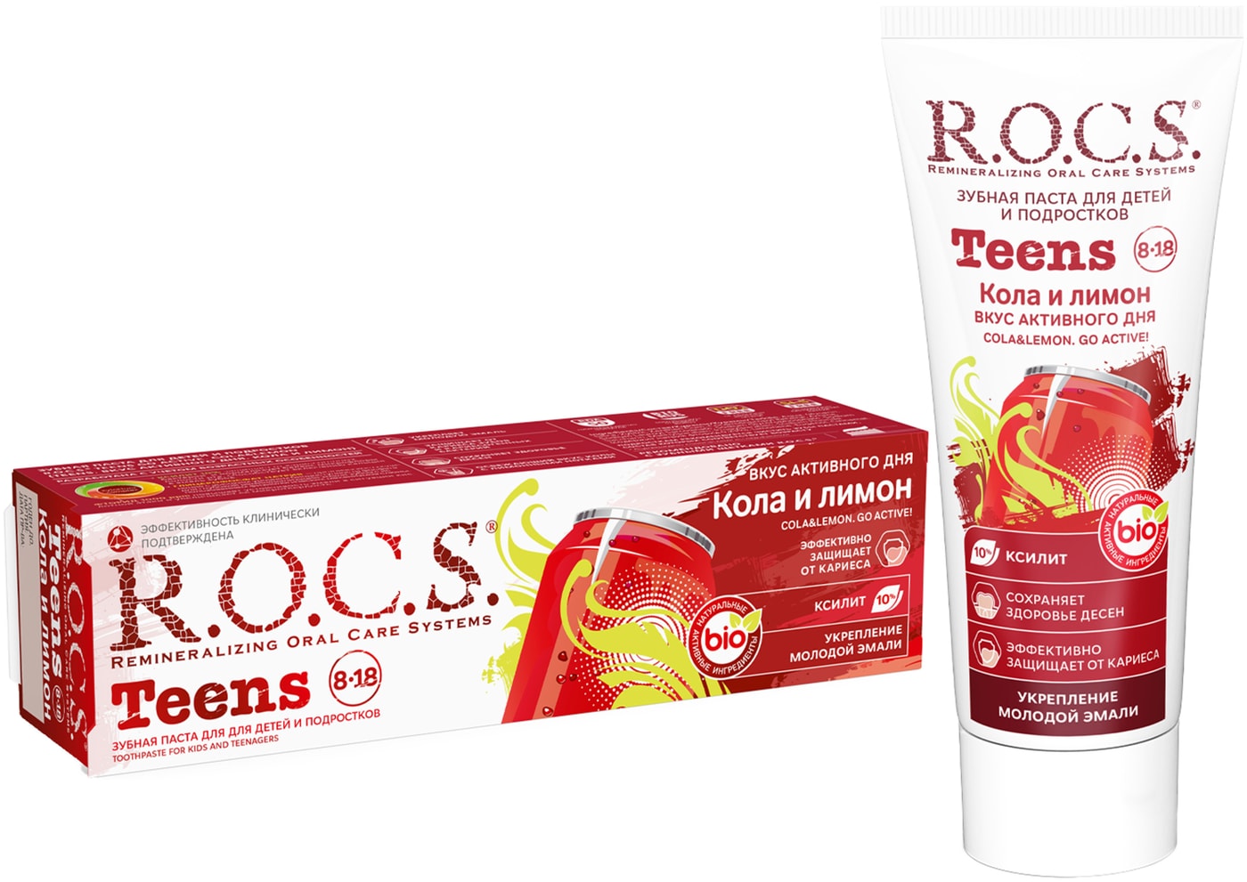 Изображение товара Зубная паста R.O.C.S. Кола и Лимон для детей и подростков 74г
