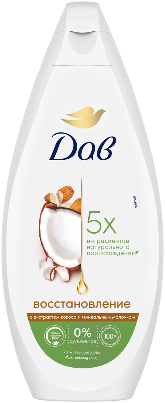 Изображение товара Крем-гель для душа Дав Восстанавливающий с экстрактом кокоса и маслом миндаля 250мл