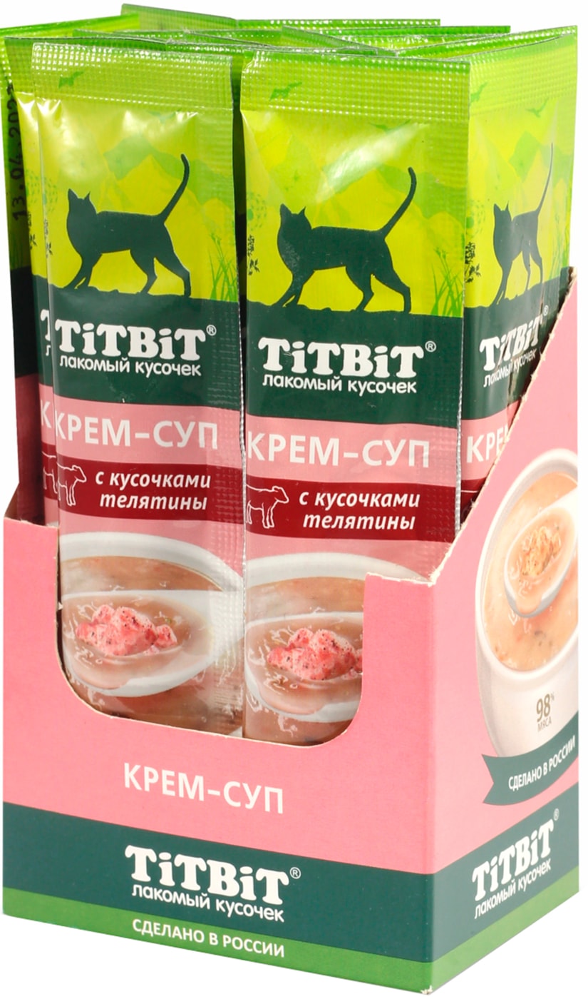 Изображение товара Крем-суп для кошек TiTBiT с телятиной 10г*16шт