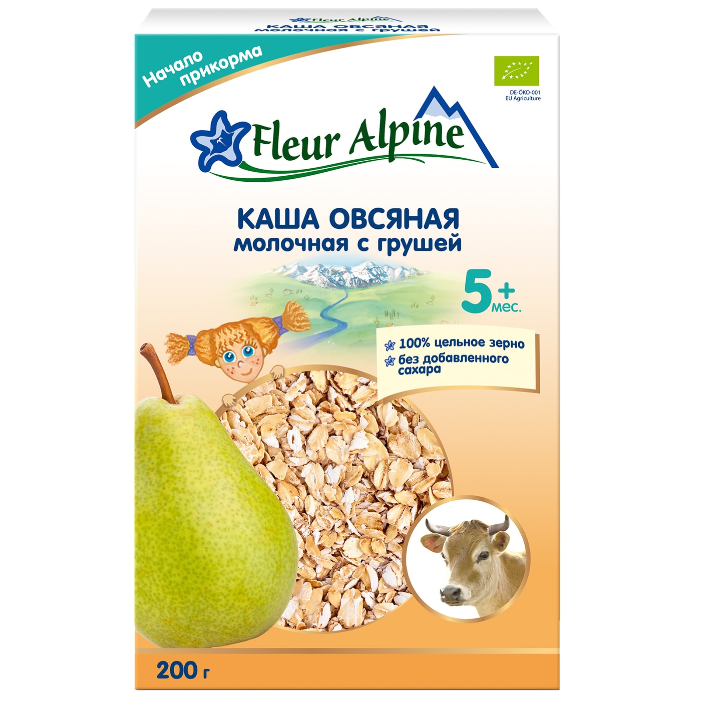 Изображение товара Овсяно-молочная каша Fleur Alpine с грушей 0.2 кг для детей 5 месяцев