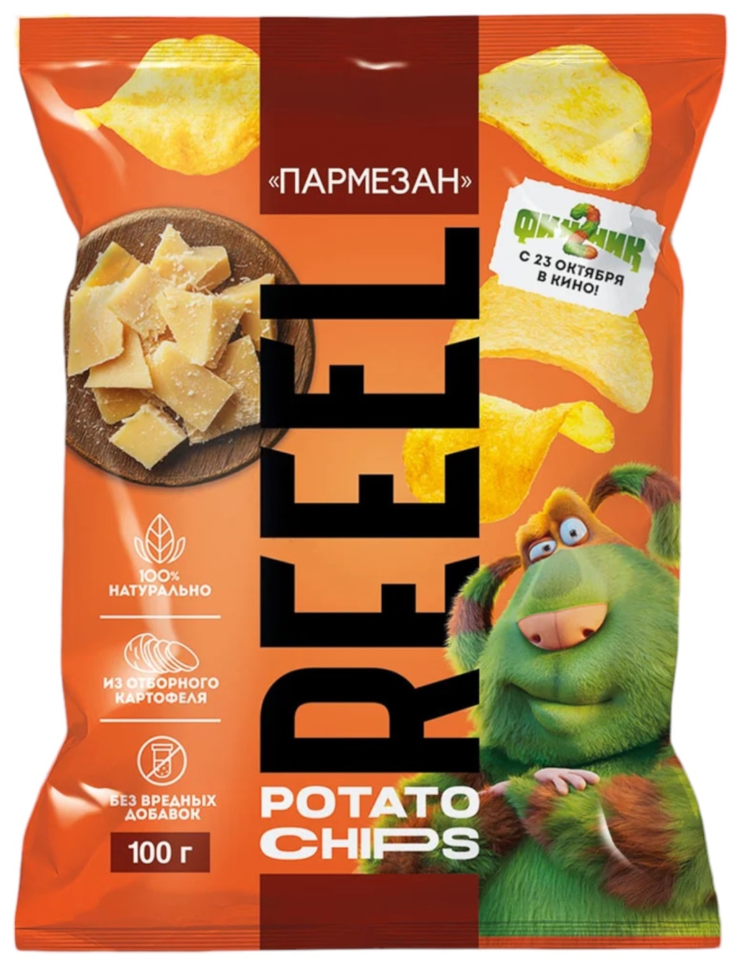Изображение товара Чипсы Reeel Сыр Пармезан 100г - вкусная и хрустящая закуска из России