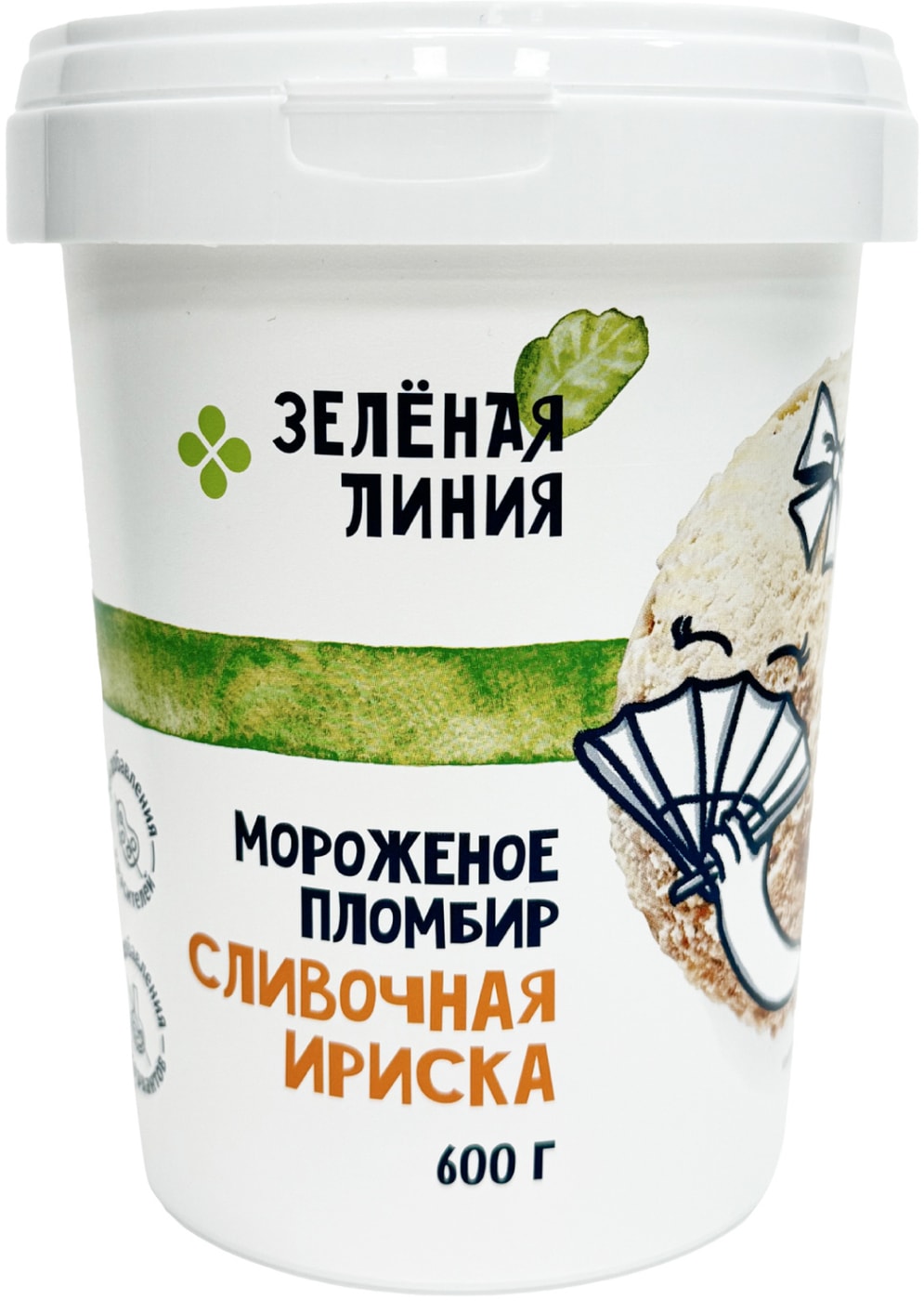 Изображение товара Мороженое пломбир Зеленая Линия Сливочная ириска 600г