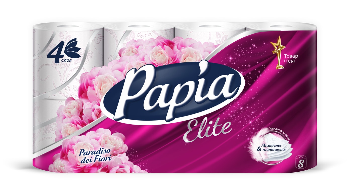 Изображение товара Туалетная бумага Papia Deluxe Paradiso Fiori 8 рулонов 4 слоя 