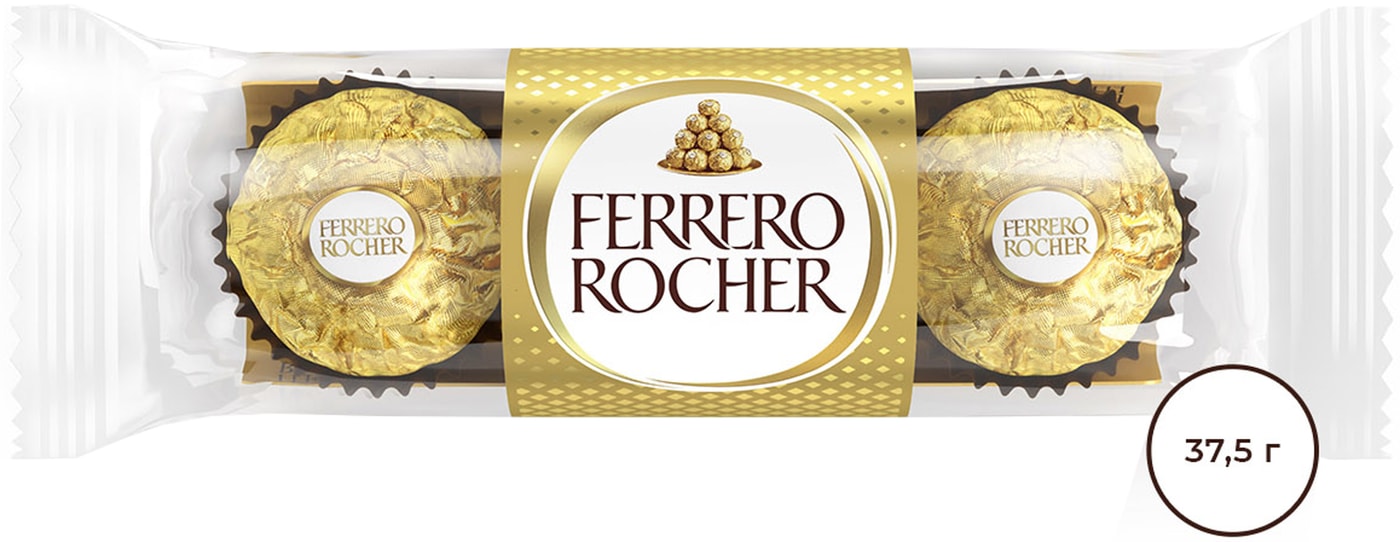 Изображение товара Конфеты Ferrero Rocher 37.5г молочный шоколад с орехами