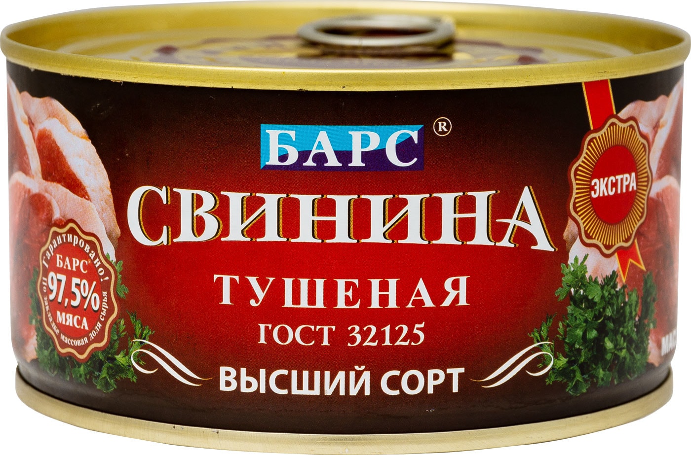 Изображение товара Свинина БАРС тушеная высший сорт 325г