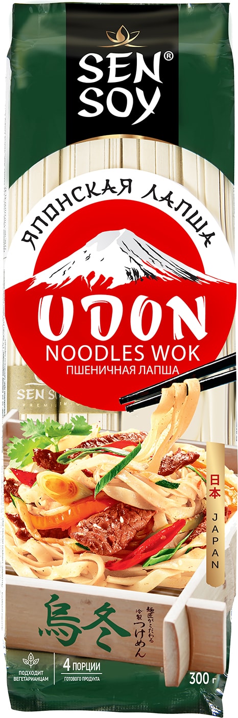 Изображение товара Пшеничная лапша Sen Soy Udon 300г, крупная и толстая, для супов и жарки