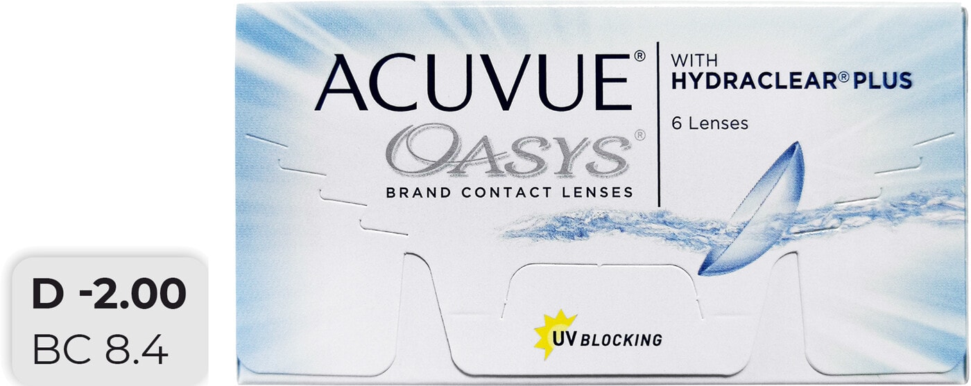 Изображение товара Контактные линзы Acuvue Oasys with Hydraclear Plus Двухнедельные -2.00/14/8.4 6шт