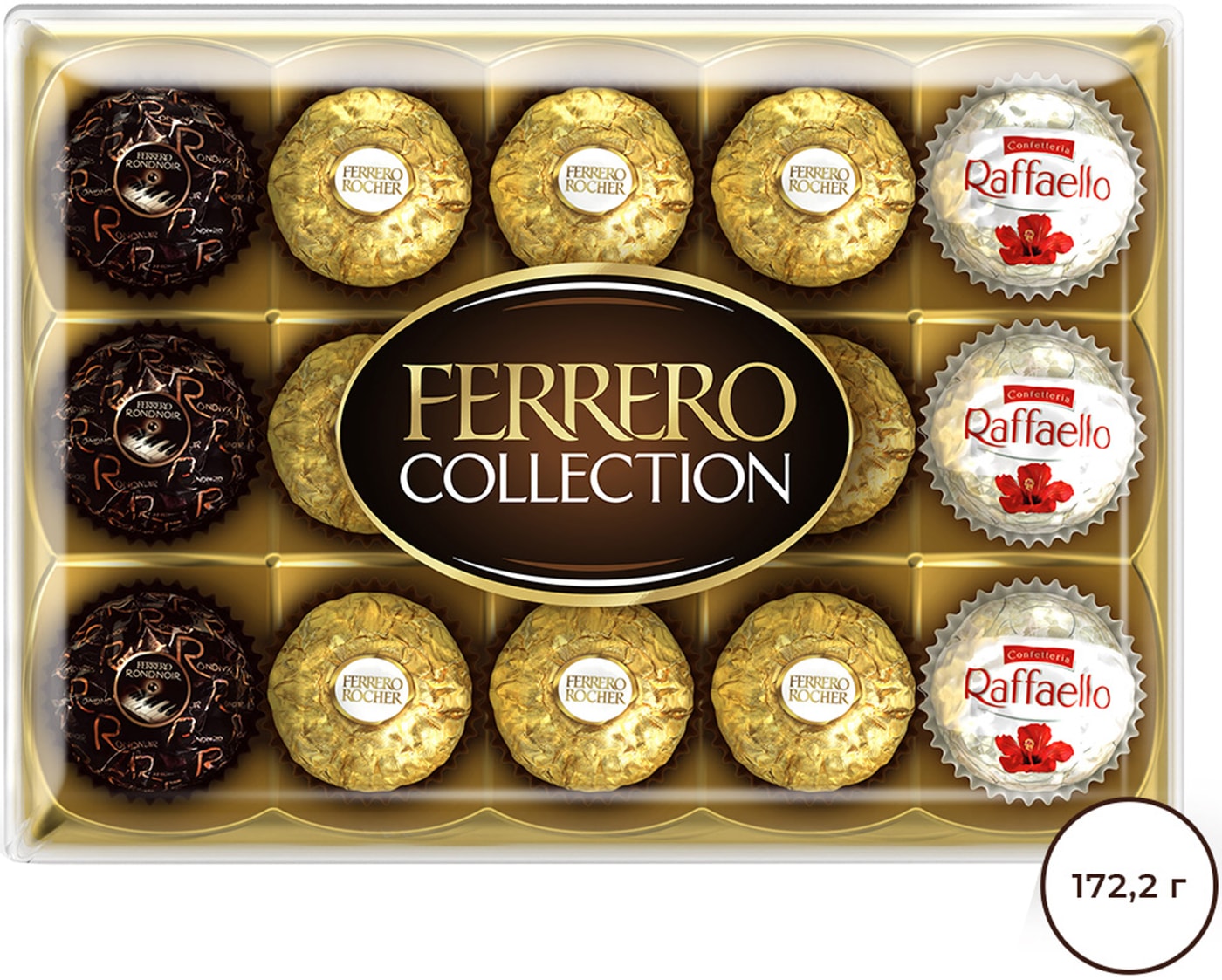 Изображение товара Конфеты Ferrero Collection 172.2г – ассорти Ferrero Rocher, Rondnoir и Raffaello