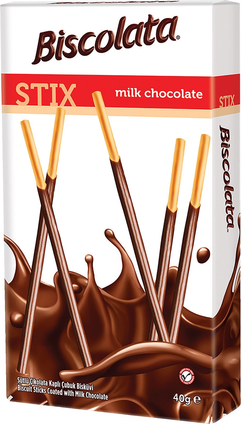 Изображение товара Палочки бисквитные Biscolata в молочном шоколаде 40г
