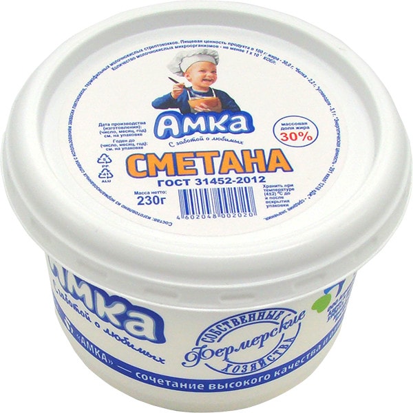 Изображение товара Сметана Амка 30% 230г