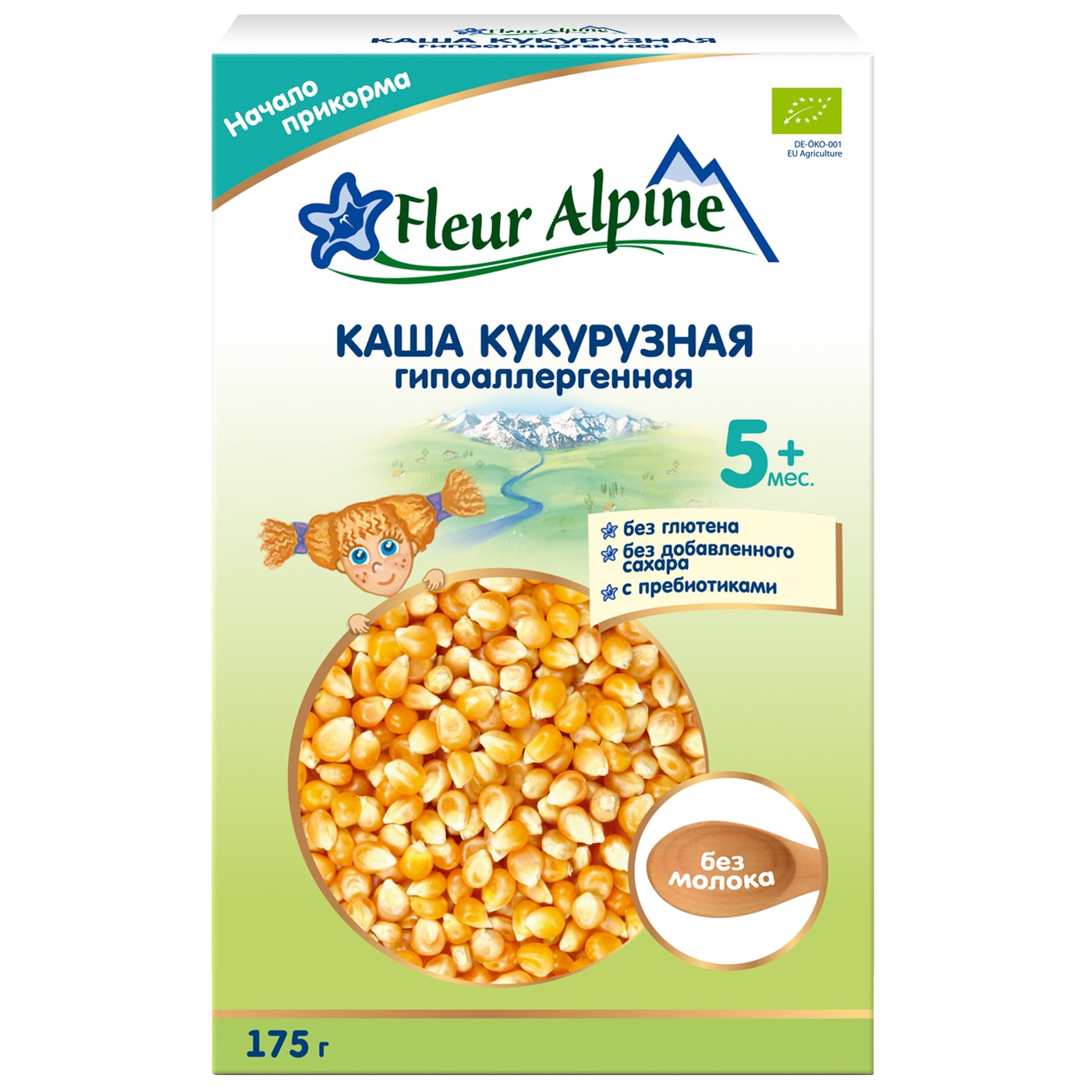 Изображение товара Каша Fleur Alpine Кукурузная безмолочная гипоаллергенная с пребиотиками с 5 месяцев 175г