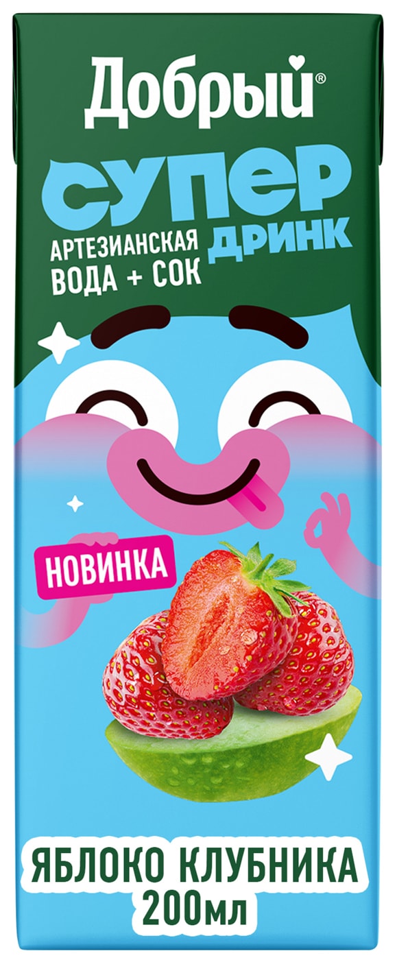 Изображение товара Напиток сокосодержащий Добрый Active Kid из яблок и клубники 200мл