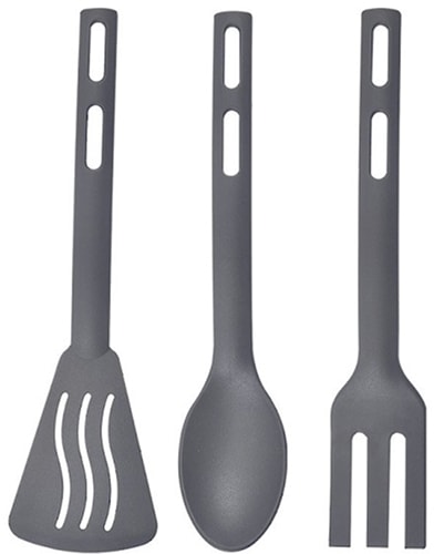 Изображение товара Набор кухонных принадлежностей: лопатка, вилка, ложка, Серый, Маркет