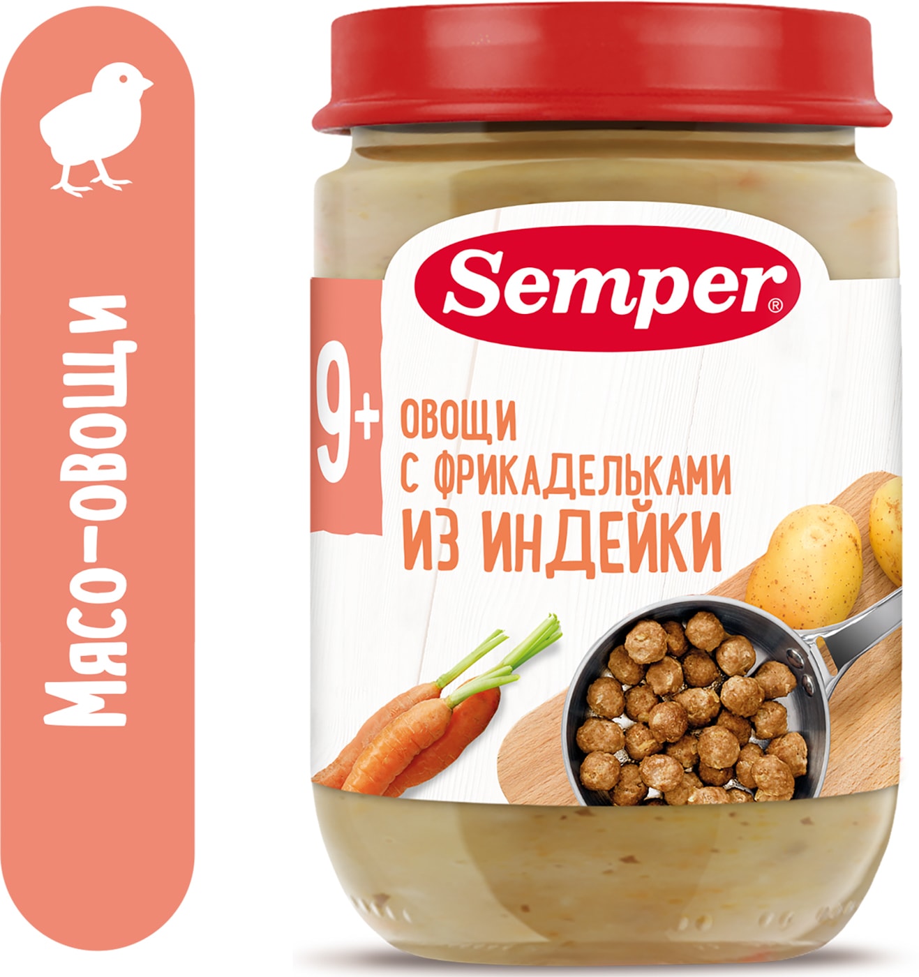 Изображение товара Пюре Semper Овощи с фрикадельками из индейки с 9 месяцев 190г