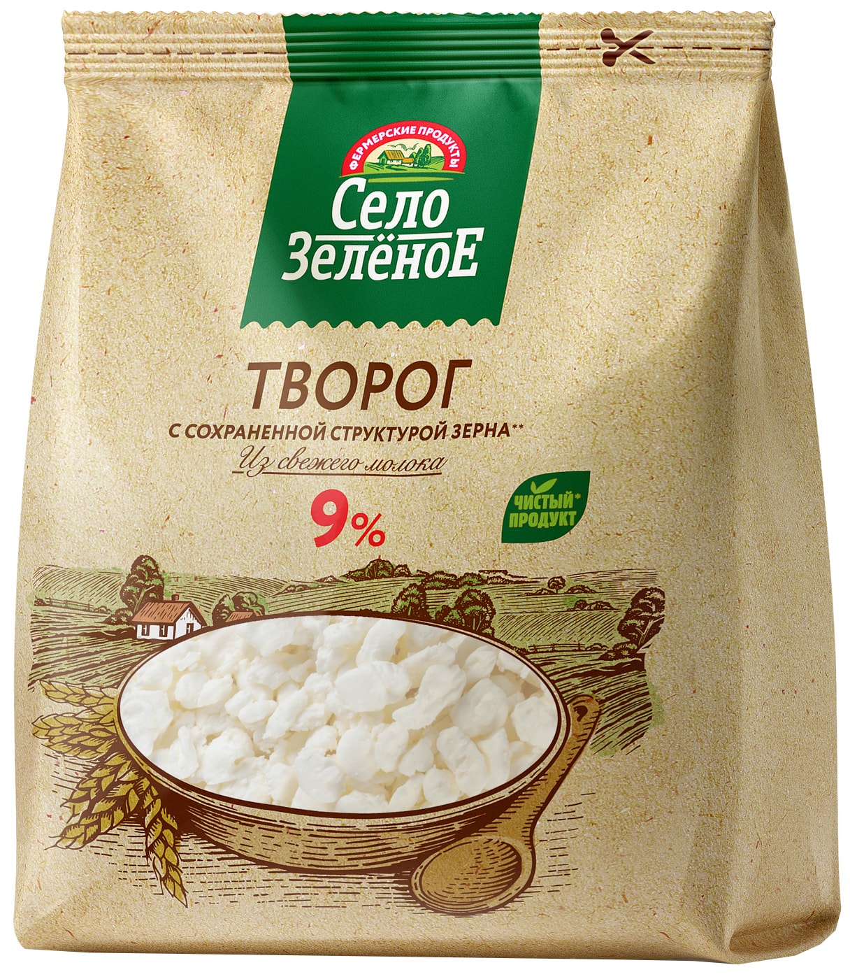 Изображение товара Творог Село Зеленое 9% 200г