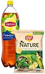 Набор Чай холодный Lipton Лимон 1.5л + Чипсы Lays Nature Средиземноморские травы 90г