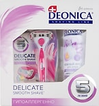 Подарочный набор Deonica Delicate 5 Мусс для душа Silk Touch 200мл + Бритва 5 лезвий For Women