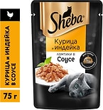Влажный корм для кошек Sheba Ломтики из курицы и индейки в соусе 75г