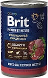 Влажный корм для собак Brit Premium by Nature с мясным ассорти и потрошками 410г