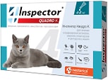 Капли для кошек Inspector Quadro K 4-8кг от внешних и внутренних паразитов