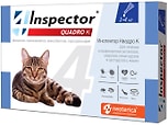 Капли для кошек Inspector Quadro K 1-4кг от внешних и внутренних паразитов