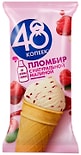 Мороженое 48 Копеек Пломбир с натуральной малиной в вафельном стаканчике 160мл