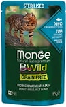 Влажный корм для стерилизованных кошек Monge BWild Grain Free беззерновой из тунца с креветками и овощами 85г
