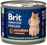 Влажный корм для кошек Brit Premium by Nature с мясом перепелки и яблоками для стерилизованных 200г