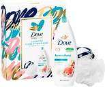 Подарочный набор Dove Нежное очищение Крем-гель для душа Инжир и лепестки апельсина 250мл + мочалка