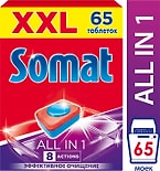 Таблетки для посудомоечных машин Somat All-in-1 65шт