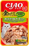 Влажный корм для кошек Ciao Kin no dashi Тунец Магуро и тунец Кацуо с семгой 60г