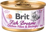 Влажный корм для кошек Brit куриное филе и креветки 80г