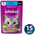 Влажный корм для кошек Whiskas полнорационный желе с лососем 75г