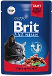 Влажный корм для взрослых кошек Brit Premium с говядиной и горошком 85г