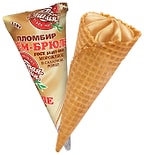 Мороженое Чистая Линия Пломбир Крем-брюле в сахарном рожке 12% 110г