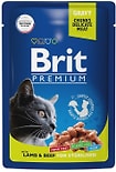 Влажный корм для взрослых кошек Brit Premium с ягненком и говядиной в соусе 85г