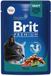 Влажный корм для взрослых кошек Brit Premium с уткой в соусе 85г