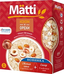 Каша Matti Овсяная Изюм и Орехи 6пак*40г