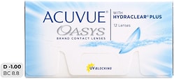 Контактные линзы Acuvue Oasys Hydraclear Plus Двухнедельные -1/14.3/8.8 12шт