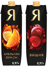 Набор Сок Я Апельсин с мякотью 970мл + Нектар Я Вишня осветленный 970мл